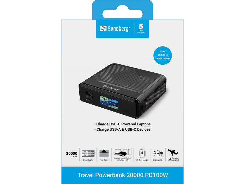 Sandberg Active Travel Powerbank 20000  PD100W