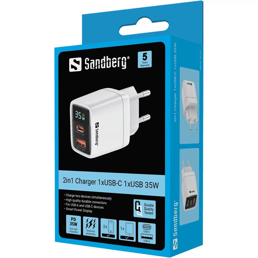 Sandberg Active USB-C & USB-A Ladestecker 35W Sandberg Active USB-C & USB-A Ladestecker 35W