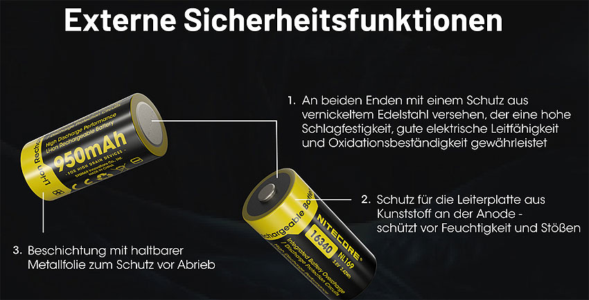 Nitecore Lithium Ionen Akku Typ 16340 3,6V 950mAh Nitecore Lithium Ionen Akku Typ 16340 3,6V 950mAh