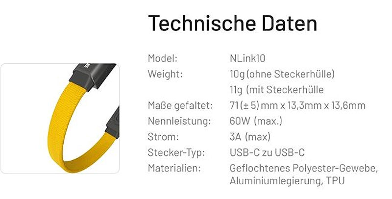 Nitecore USB-C kurzes magnetisches Ladekabel