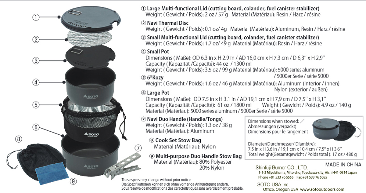 SOTO Navigator Cook Set