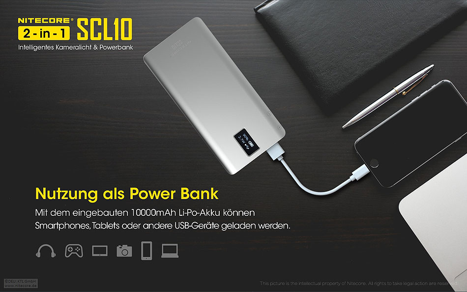 Nitecore Powerbank mit Licht SLC10