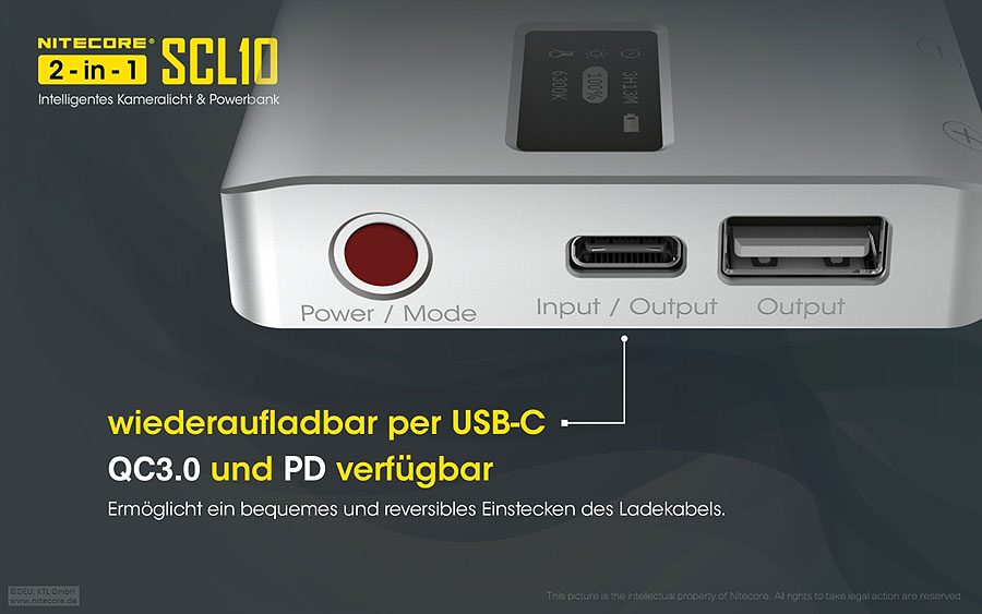 Nitecore Powerbank mit Licht SLC10 Nitecore Powerbank mit Licht SLC10