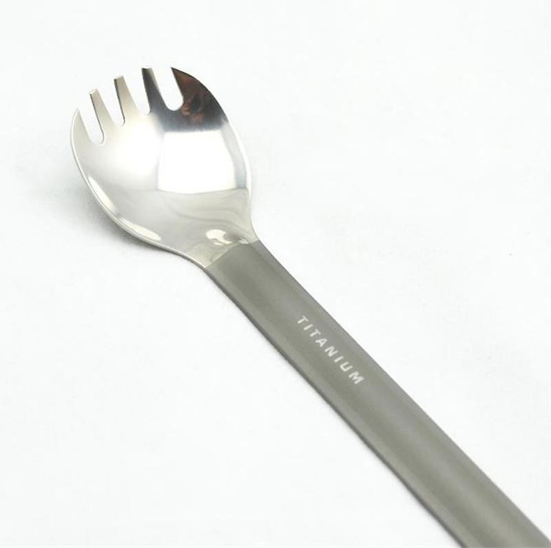 Titanium long-handle spork