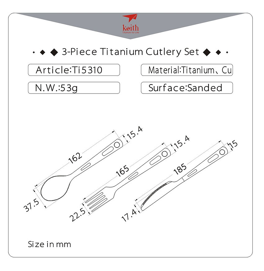 Keith Titanium Titanium Besteckset 3-teilig Keith Titanium Titanium Besteckset 3-teilig