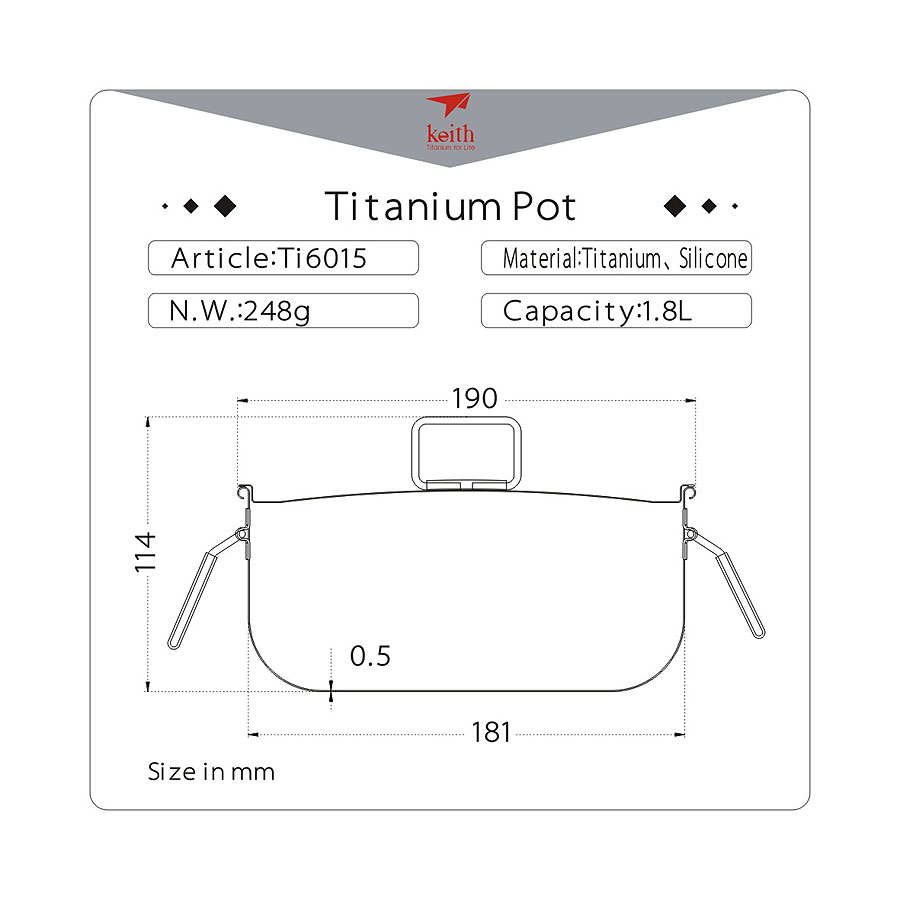 Keith Titanium Titanium Pot 1.8 l Keith Titanium Titanium Pot 1.8 l