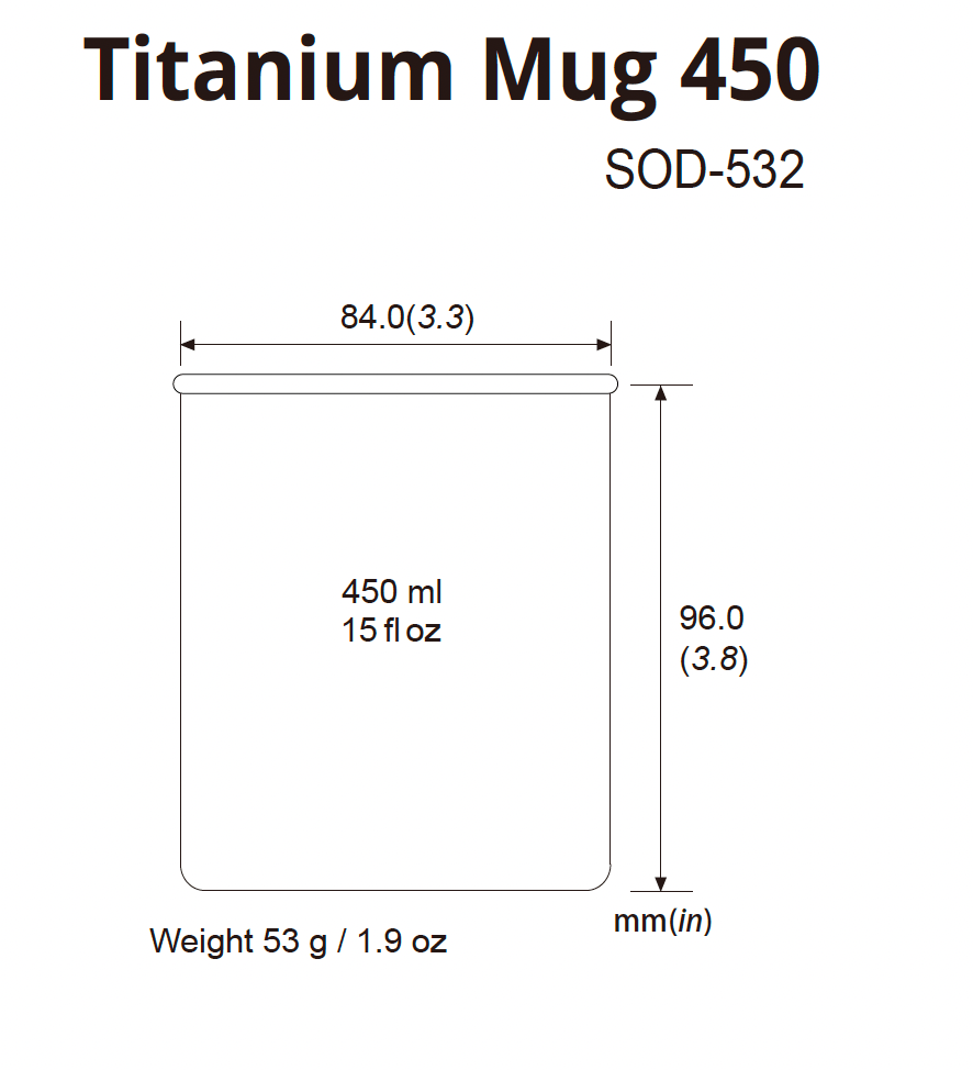 SOTO Titanium Mug 450 - 53g SOTO Titanium Mug 450 - 53g
