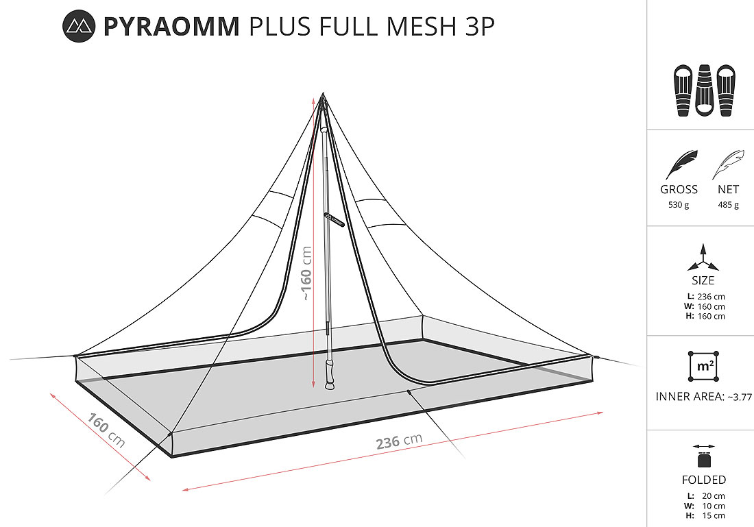 Liteway PyraOmm Plus Mesh Full Inner Tent für Plus Tarp 3 P Liteway PyraOmm Plus Mesh Full Inner Tent für Plus Tarp 3 P