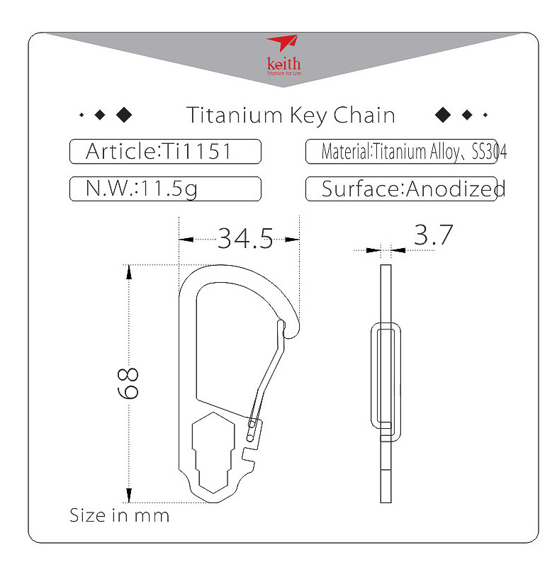 Keith Titanium Titan Material-Karabiner